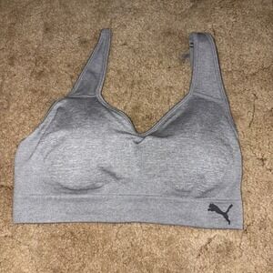 Puma DryCell seamless sports bra gray women's size L